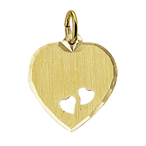gouden graveerhartje mat gediamanteerd - 600380