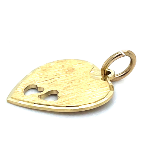 gouden graveerhartje mat gediamanteerd - 600380