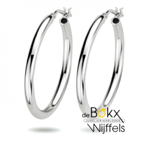 Zilveren oorbellen (grote ringen) 30mm - 600411 Zilveren oorbellen (grote ringen) 30mm - 600411