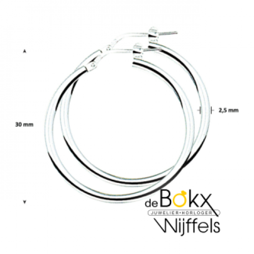 Zilveren oorbellen (grote ringen) 30mm - 600411