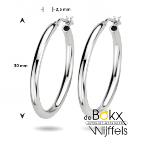 Zilveren oorbellen (grote ringen) 30mm - 600411 Zilveren oorbellen (grote ringen) 30mm - 600411