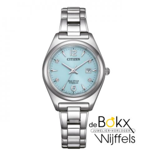 citizen dames horloge EW2601-81M blauwe wijzerplaat titanium - 600421