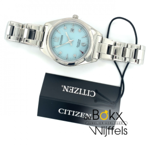 citizen dames horloge EW2601-81M blauwe wijzerplaat titanium - 600421