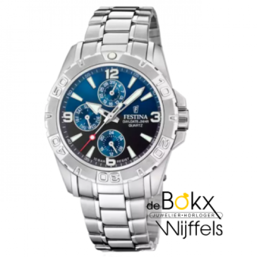 multifunctie horloge  staal van Festina blauw F20666-2 - 600436