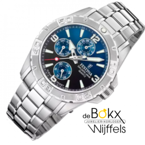 multifunctie horloge  staal van Festina blauw F20666-2 - 600436