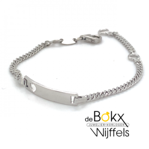 Zilveren kinds graveerarmband met hartje in zilver 11-13cm - 600441 Zilveren kinds graveerarmband met hartje in zilver 11-13cm - 600441
