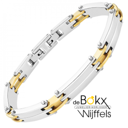 armband heren in staal en goud kleurig - 600446 armband heren in staal en goud kleurig - 600446