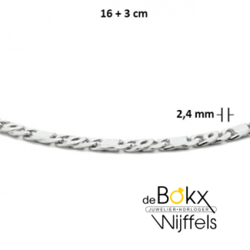 armband valkenoog met tussenstuk 2,4 mm 16 + 3 cm - 600490 armband valkenoog met tussenstuk 2,4 mm 16 + 3 cm - 600490
