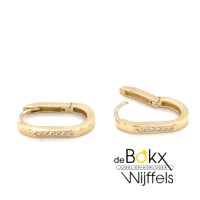 Geel gouden oorbellen U-vorm met zirkonia steentjes - 600500 Geel gouden oorbellen U-vorm met zirkonia steentjes - 600500