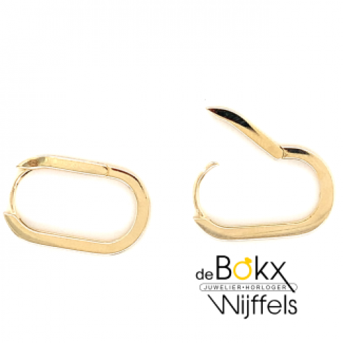 gouden oorbellen U-vorm met zirkonia steentjes - 600501