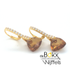 Zilver vergulde oorbelen met zirkonia en amber kleurige steentjes - 600502