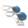 Zilver Carezza oorbellen met zirkonia en Quadrati Abalone Blue Resin steen. - 600506