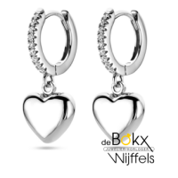 oorringen zirkonia met hangend hartje zilver - 600528 oorringen zirkonia met hangend hartje zilver - 600528