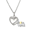 zilveren hart hanger zirkonia met ketting 41+4cm - 600533
