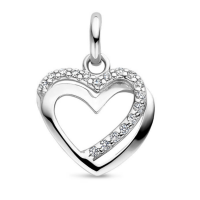 zilveren hart hanger met zirkonia - 600533