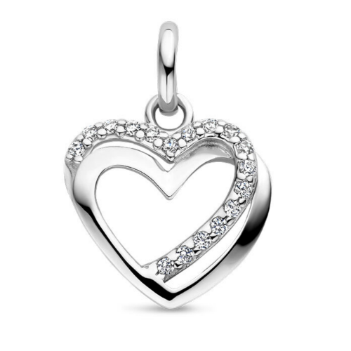 zilveren hart hanger met zirkonia - 600533