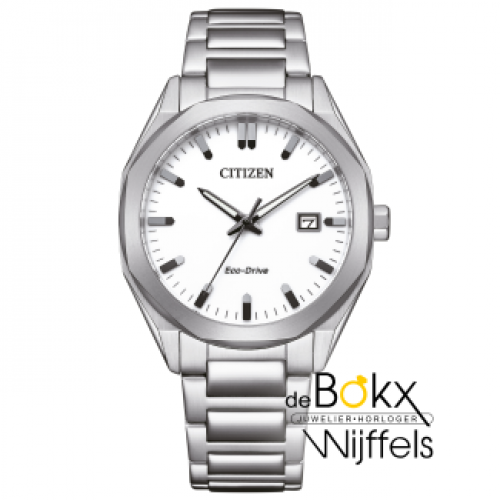 Citizen heren horloge staal met datum en eco-drive BM7620-83A - 600542