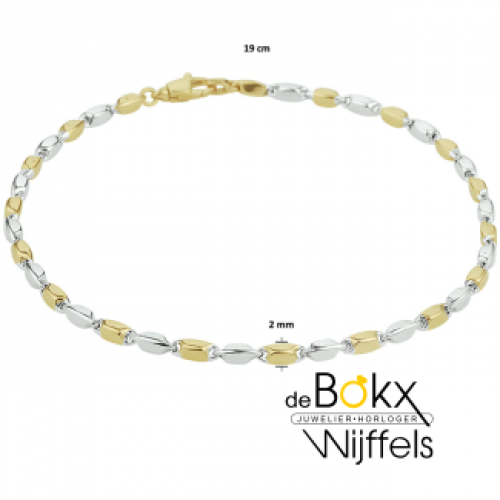 armband goud met staafjes 2mm breed 19cm lang - 600549 armband goud met staafjes 2mm breed 19cm lang - 600549