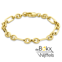 gouden armband met een fantasie schakel van 6,5 mm en 19 cm lang - 600552 gouden armband met een fantasie schakel van 6,5 mm en 19 cm lang - 600552