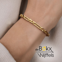 gouden armband met een fantasie schakel van 6,5 mm en 19 cm lang - 600552 gouden armband met een fantasie schakel van 6,5 mm en 19 cm lang - 600552