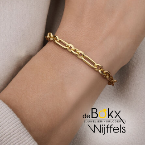 gouden armband met een fantasie schakel van 6,5 mm en 19 cm lang - 600552