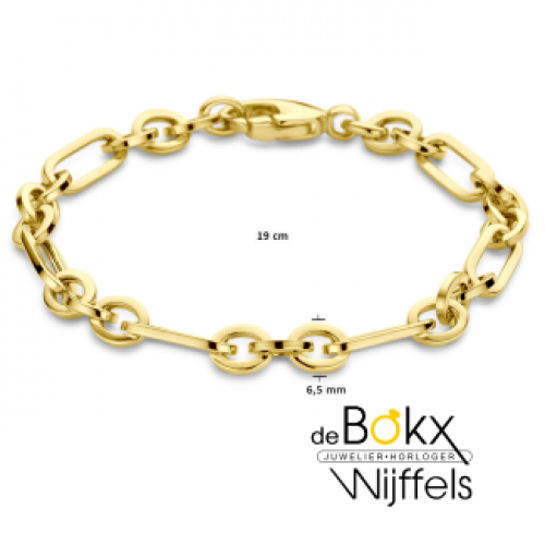 gouden armband met een fantasie schakel van 6,5 mm en 19 cm lang - 600552