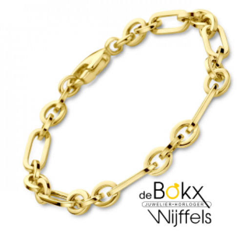 gouden armband met een fantasie schakel van 6,5 mm en 19 cm lang - 600552