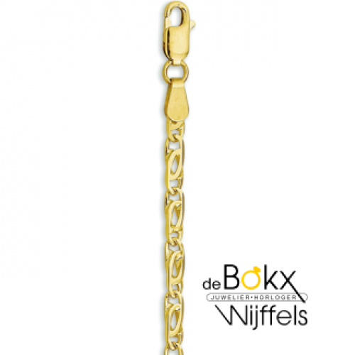 armband goud met valkenoog schakels 3,0 mm 18cm lang - 600555 armband goud met valkenoog schakels 3,0 mm 18cm lang - 600555