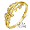 geel gouden ring met zirkonia maat 50 blaadjes - 600598