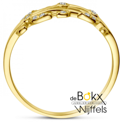 geel gouden ring met zirkonia maat 50 blaadjes - 600598 geel gouden ring met zirkonia maat 50 blaadjes - 600598