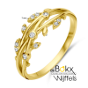 geel gouden ring met zirkonia maat 50 blaadjes - 600598