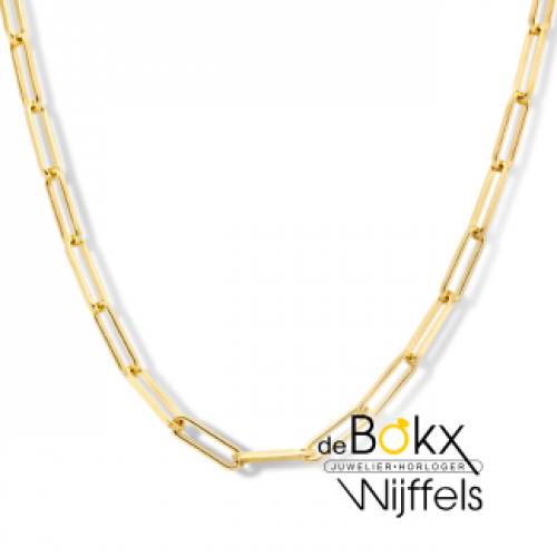 ketting met 3 micron goud op zilver paperclip schakel 41+3cm - 600599