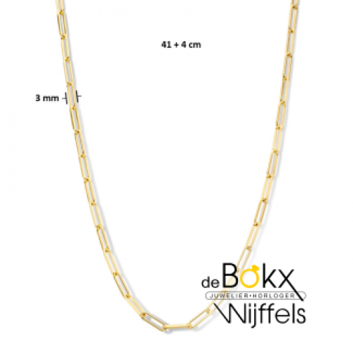 ketting met 3 micron goud op zilver paperclip schakel 41+3cm - 600599