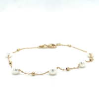 Armband geelgoud met zoetwaterparel 19cm - 600653 Armband geelgoud met zoetwaterparel 19cm - 600653