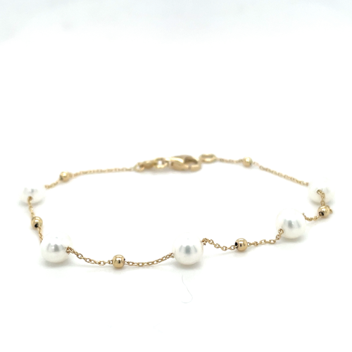 Armband geelgoud met zoetwaterparel 19cm - 600653 Armband geelgoud met zoetwaterparel 19cm - 600653
