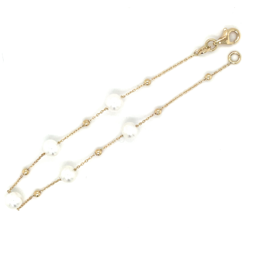 Armband geelgoud met zoetwaterparel 19cm - 600653 Armband geelgoud met zoetwaterparel 19cm - 600653