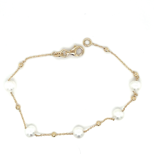 Armband geelgoud met zoetwaterparel 19cm - 600653 Armband geelgoud met zoetwaterparel 19cm - 600653
