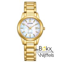 Citizen dameshorloge staal goudkleurig eco-drive FE1242-78D - 600659 Citizen dameshorloge staal goudkleurig eco-drive FE1242-78D - 600659