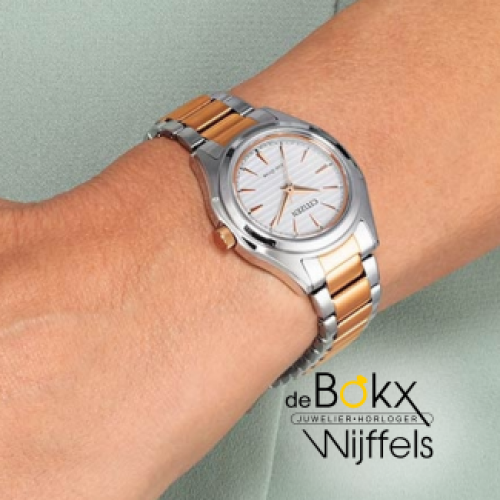 Citizen dames horloge staal en roze kleur eco-drive FE2116-85A - 600660 Citizen dames horloge staal en roze kleur eco-drive FE2116-85A - 600660