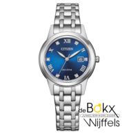 citizen dameshorloge staal met blauwe wijzerplaat FE1240-81L - 600662 citizen dameshorloge staal met blauwe wijzerplaat FE1240-81L - 600662