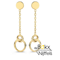 oorstekers hangend geel goud met cirkels - 600679 oorstekers hangend geel goud met cirkels - 600679
