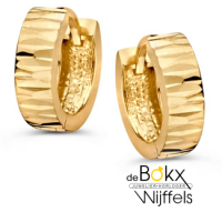 oorringen geel goud met glimmende geribbeld oppervlakte - 600680 oorringen geel goud met glimmende geribbeld oppervlakte - 600680