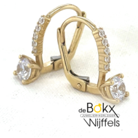 Oorhaken met veel zirkonia steentjes in geel goud - 600682 Oorhaken met veel zirkonia steentjes in geel goud - 600682