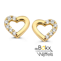 Hartjes oorbellen in goud met zirkonia steentjes - 600684 Hartjes oorbellen in goud met zirkonia steentjes - 600684