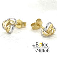 gouden oorknoppen met wit en geel goud - 600685 gouden oorknoppen met wit en geel goud - 600685