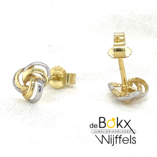 gouden oorknoppen met wit en geel goud - 600685 gouden oorknoppen met wit en geel goud - 600685
