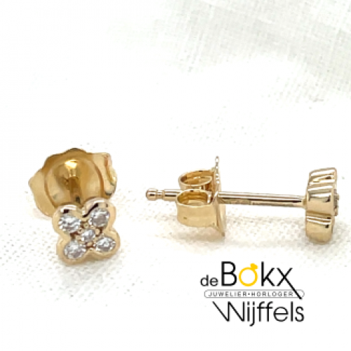 Oorstekers geelgoud met diamant 0,12crt - 600686 Oorstekers geelgoud met diamant 0,12crt - 600686