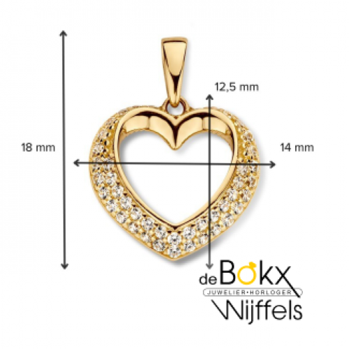 Hartjes hanger geel goud met heel veel zirkonia steentjes - 600688 Hartjes hanger geel goud met heel veel zirkonia steentjes - 600688