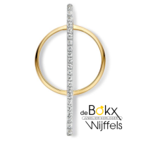 Gouden hanger cirkel met zirkonia staafje (lijn) - 600689 Gouden hanger cirkel met zirkonia staafje (lijn) - 600689