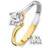 Gouden ring in geel en wit goud met een grote zirkonia steen maat 54 - 600690 Gouden ring in geel en wit goud met een grote zirkonia steen maat 54 - 600690